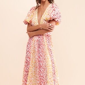 🤩Rococo Sand Avana Leopard Print Puff-Sleeve Maxi Dress🤩